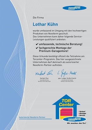 Lothar Khn - Autorisierter Partner der Fa. Novoferm GmbH & Co. KG
